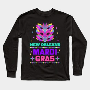 New Orleans Carnival Beads And Blings Party 2022 Mardi Gras Long Sleeve T-Shirt